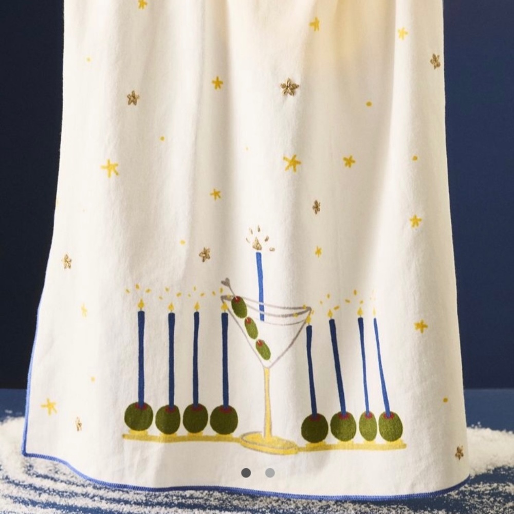 Noun New York Martini Hanukkah Menorah Dish Towel